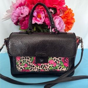 Betsey Johnson Torrid Collab Black and Pink Floral Crossbody Bag